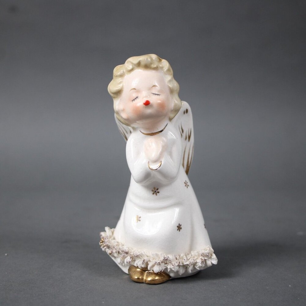 Fine A QualityvWhite Gold Multi Fine Quality Japan 5" Angel Girl Kiss Figurine - Picture 8 of 14